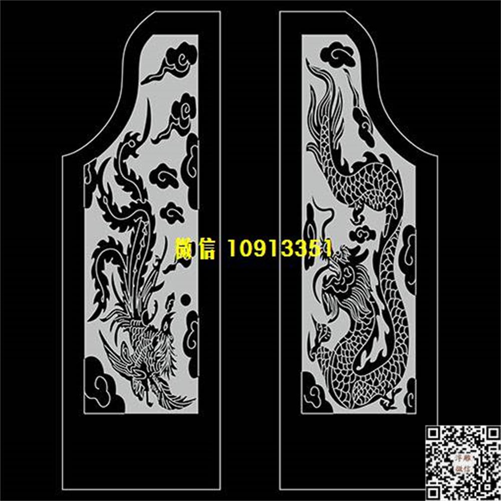 精雕图75龙凤抱鼓耳朵精雕图线雕图线条图单线铣底图_电脑雕刻plt文泰矢量图精雕图浮雕图